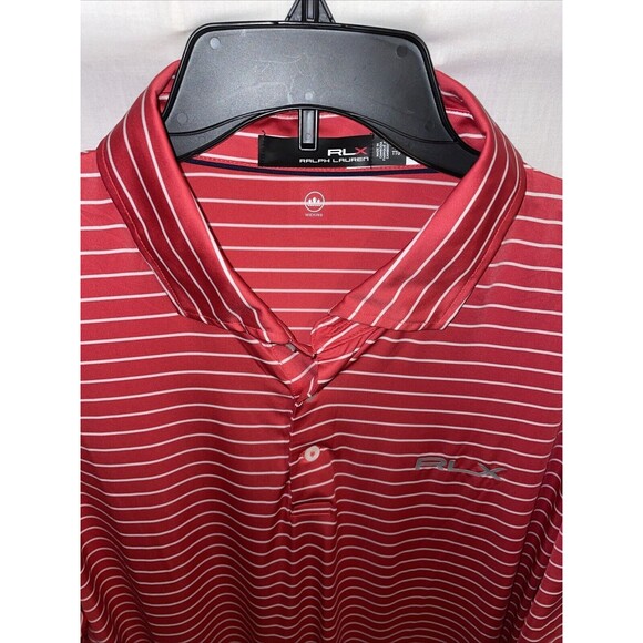 Ralph Lauren RLX Men’s Golf Polo Shirt Size 2XL Red Striped Athleisure Tennis - Picture 3 of 12